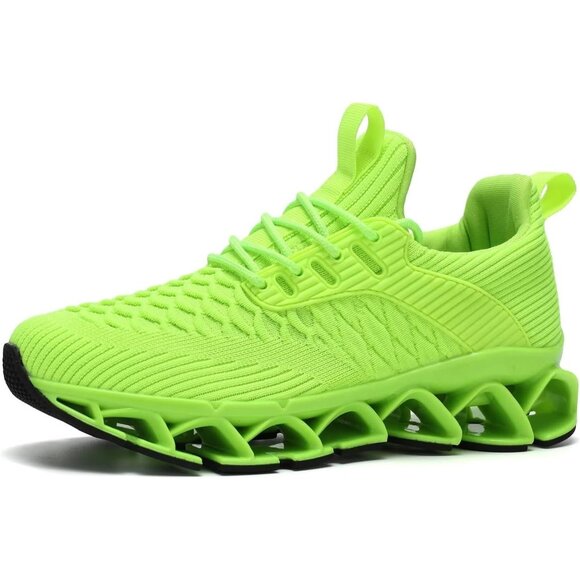 Women Fluorescent Green Walking Running Shoes Blade Sneaker Non-Slip Comfort - Picture 4 of 9